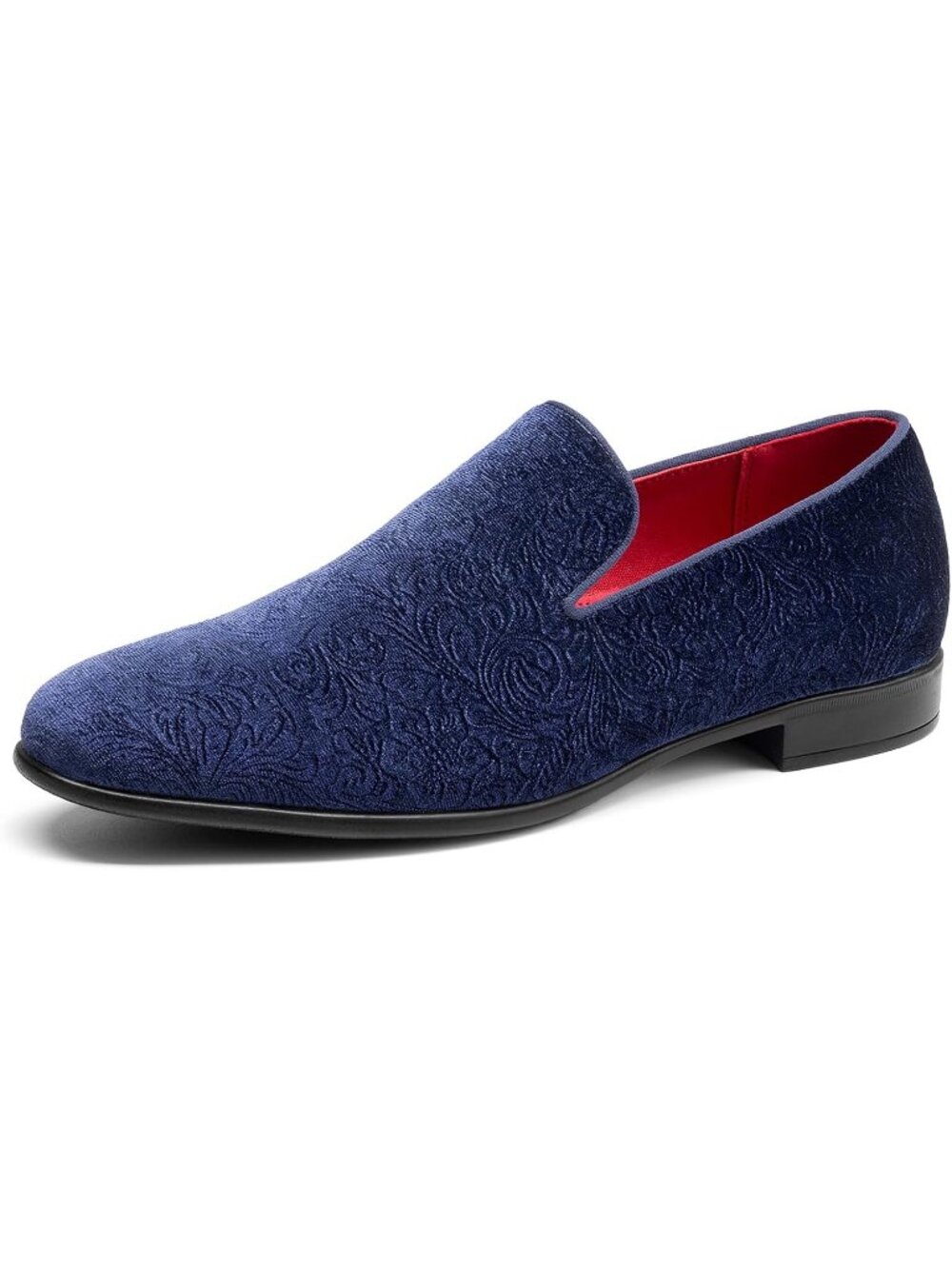 Bruno Marc Men's Dark Blue Velvet Loafers Slip On Tuxedo Comfortable Party Shoes